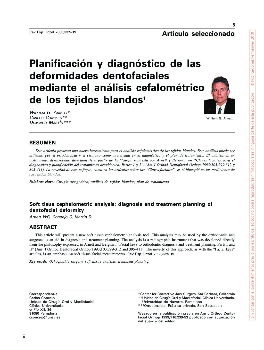 2 -Planificación y diagnóstico de las deformidades dentofaciales mediante el análisis cefalométrico de los tejidos blandos Arnett Martin